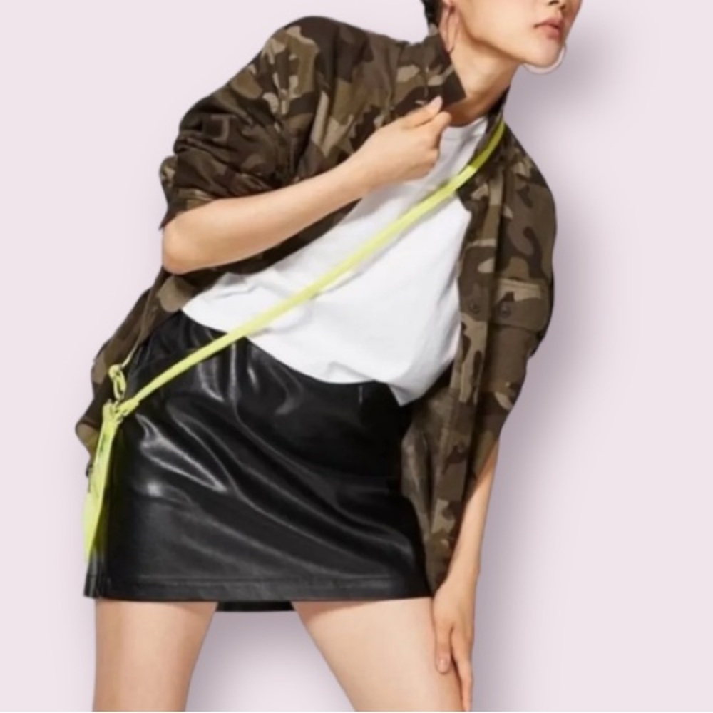 WILD FABLE Black Faux Leather Pocket A-Line Mini Skirt